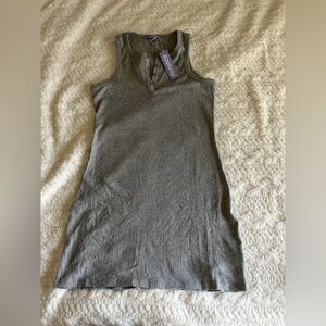 Gray Sleeveless Ribbed Dress